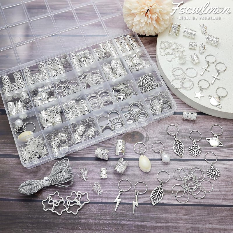 Fscwlmon 260 Pcs Hair Jewelry for Braids,Hair Beads Accessories for Dreadlock,Metal Hair Clips Cuffs Rings,Loc Rave Hair Charm Decorations Adjustable Kits for Men Women - Image 5